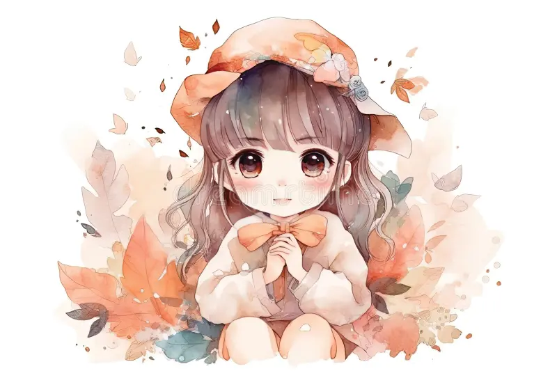 Cute Girl Anime Kawaii Watercolor Ilustration AI Generated ...