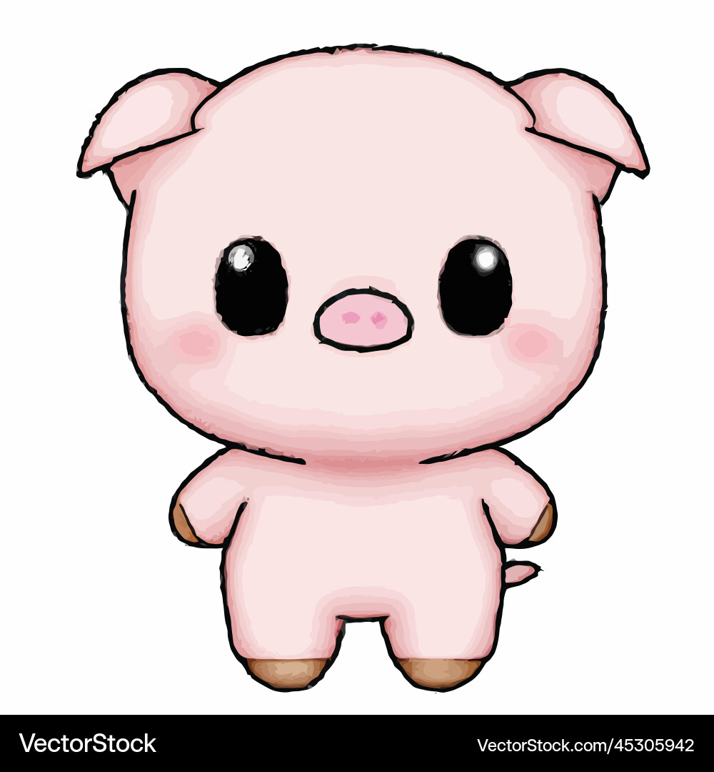 Cute pig kawaii chibi drawing style Royalty Free Vector