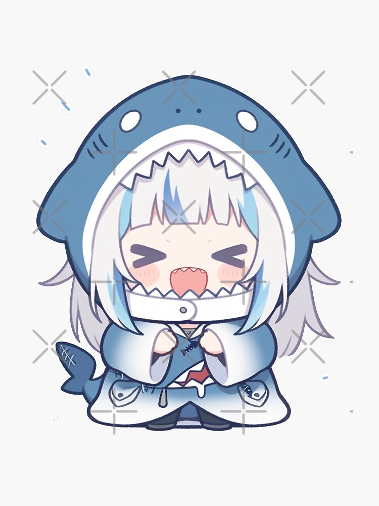 cute gawr gura chibi anime sticker, a, gawr gura hololive anime chibi  sticker | Sticker