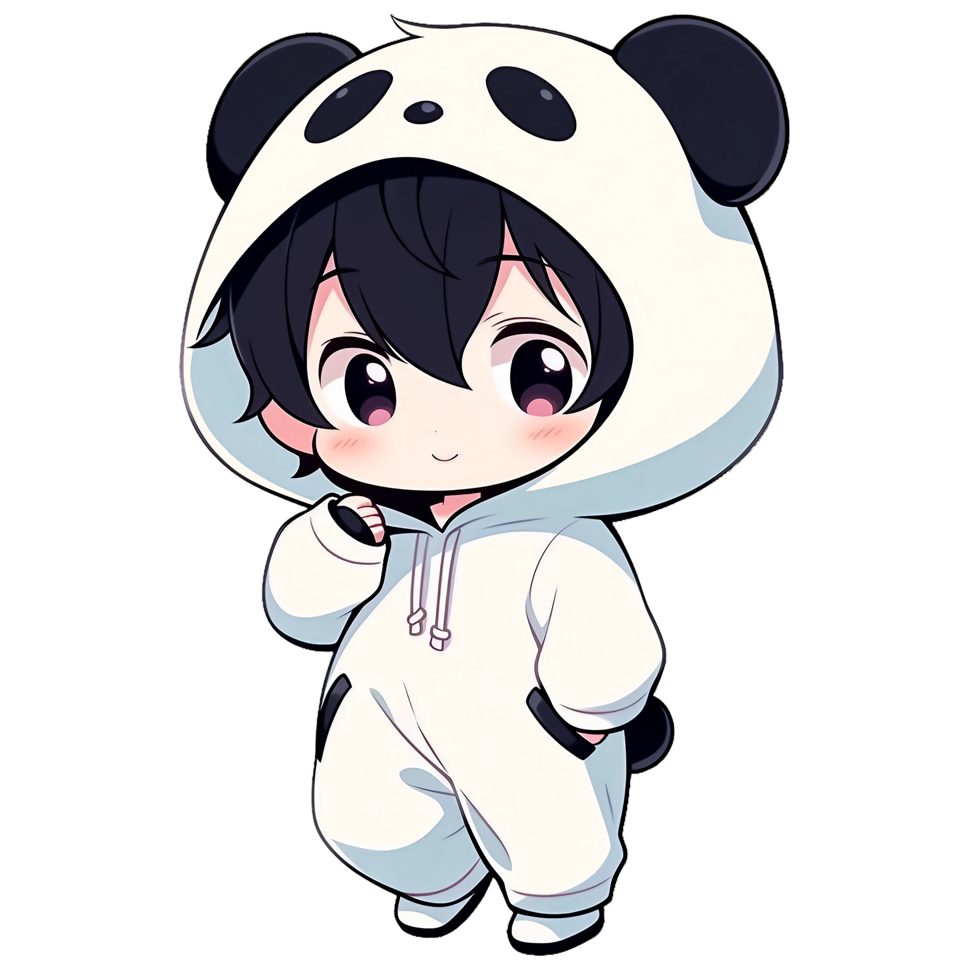 Cute Chibi Boy Wearing A Panda Hoodie AI Generative 33494226 PNG