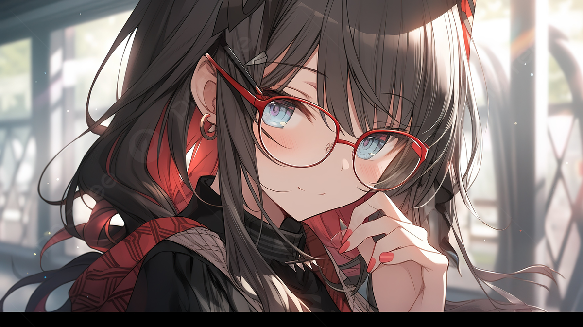 An Anime Girl Is Wearing Glasses And Talking Background, 3d ...