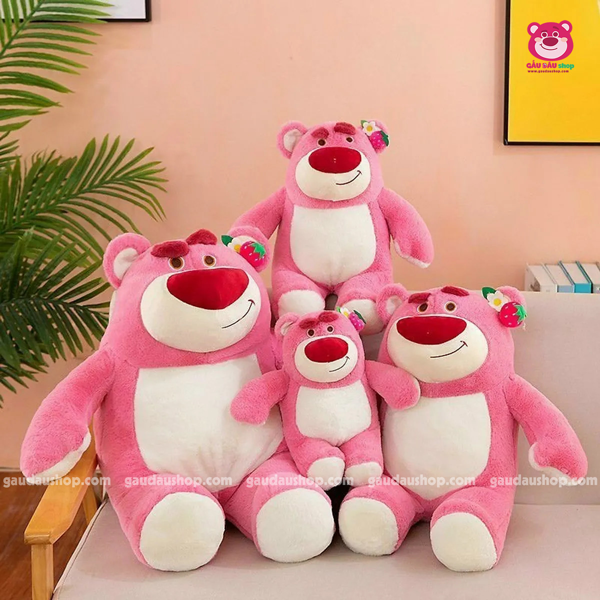 Gấu dâu Lotso ngồi màu hồng – Gấu Dâu shop