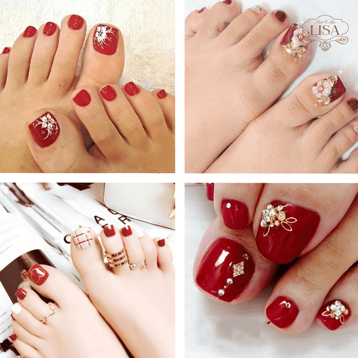 100+ Mẫu móng chân đẹp, mẫu nail chân hot trend tết 2024