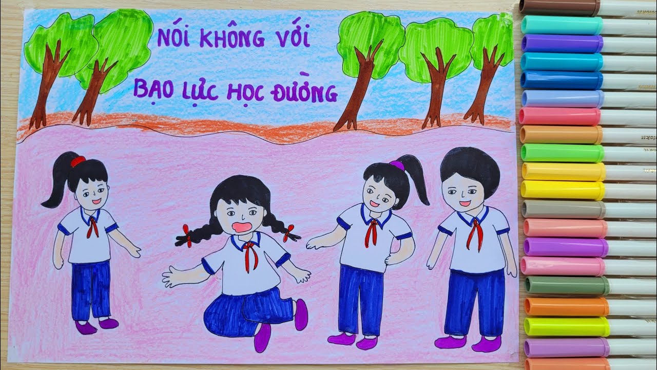 Vẽ Tranh Phòng Chống Bạo Lực Học Đường| Vẽ Bạo Lực Học Đường| Vân Handmade